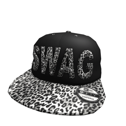 2000s white cheetah print SWAG snapback