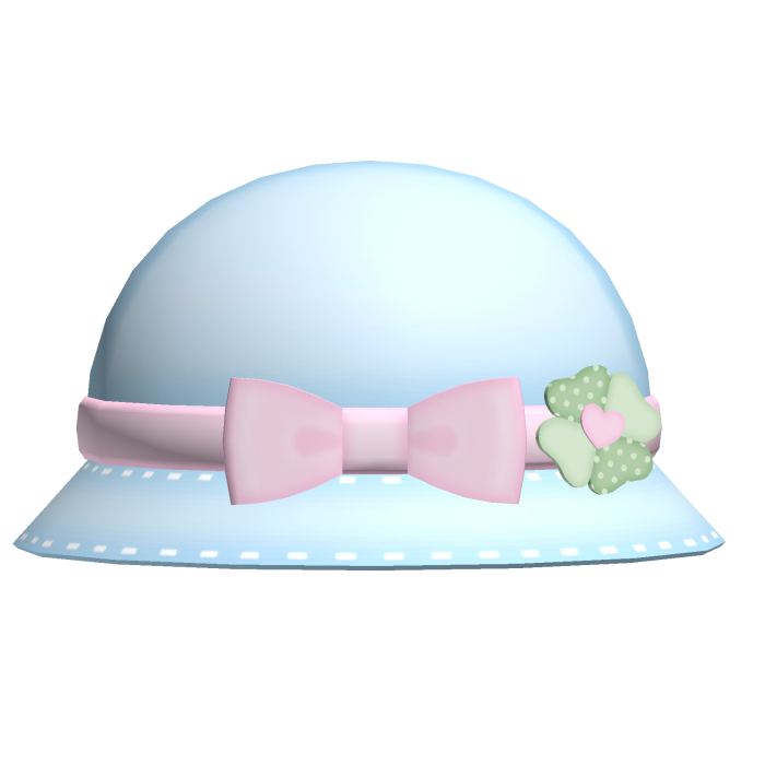 ♡.°⑅ cutesy kawaii clover blue bucket hat °