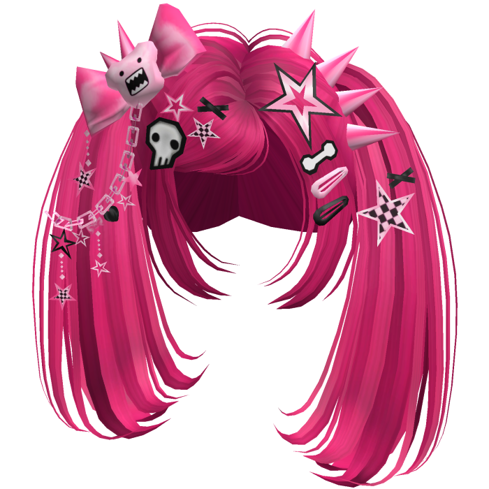 ♡ Scene Spiky Moe Pigtails (Hot Pink)