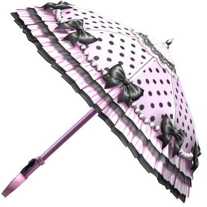 Cute Gyaru Polkadot Ruffle Bow Parasol Pink Black 
