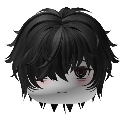 Black Messy Anime Boy Hair w/ Cute Tired Face Roblox item