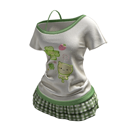 Kawaii Graphic Y2K Green Outfit ♪ ♡