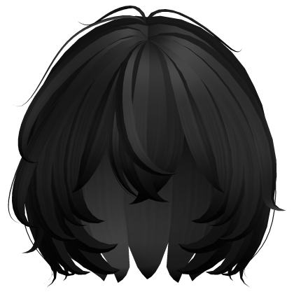 Fluffy Short Wolf Cut Hair - Messy Black