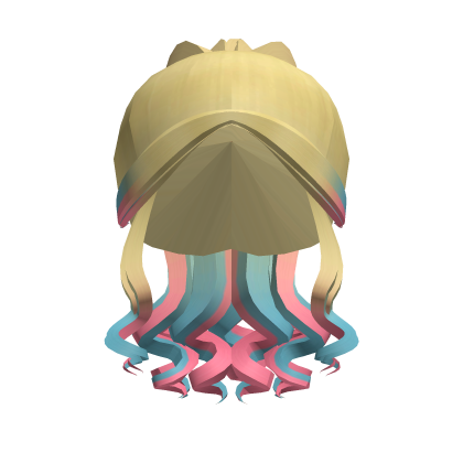 Blonde pink/blue Hair w Curly Pigtails