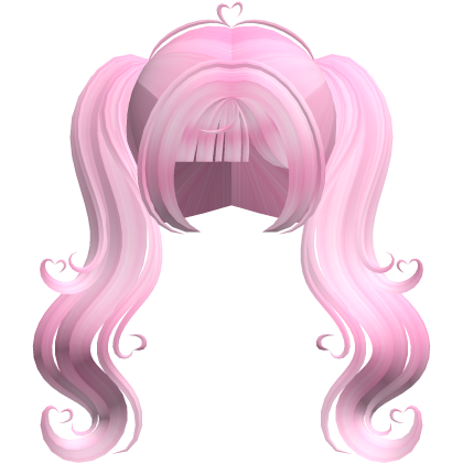 big sweet bubblegum pink swirly heart pigtails Roblox item