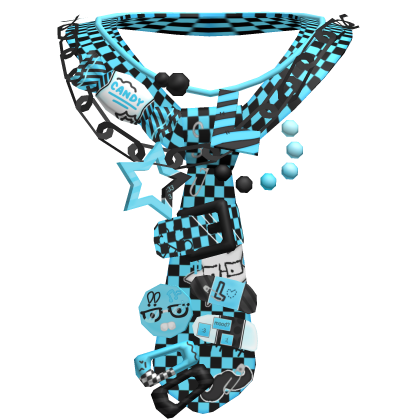 Scene Cyan Checkered Y2k Rave Necktie