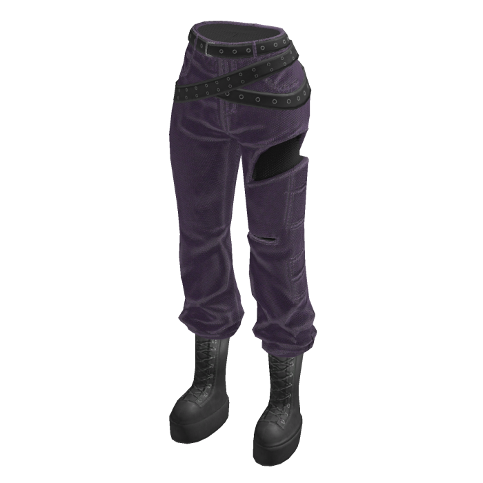 Textured Wrap Pants with Hip Cutout (Purple)