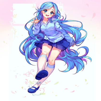 Blue Hair Anime Girl Roblox decal