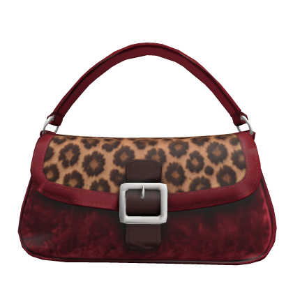 Red velvet leopard brown shoulder bag