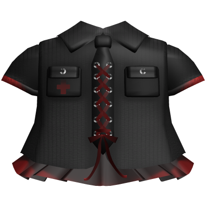 Gothic emo school laced button dress in black red Roblox item
