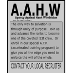 Agency Against Hank Wimbleton (A.A.H.W)