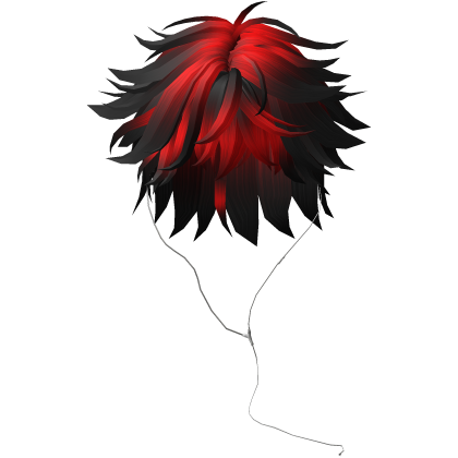 Y2K emo boy with headphones, red black hair