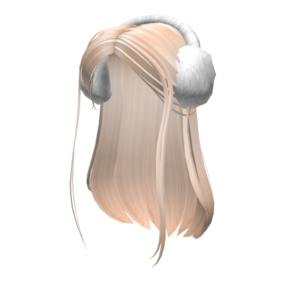 Blonde Earmuffs Half Up Straight Girl Hair Roblox item