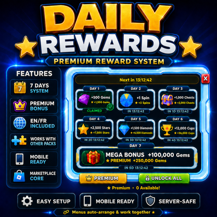 Daily Reward System – 7 Days | Premium preview 1