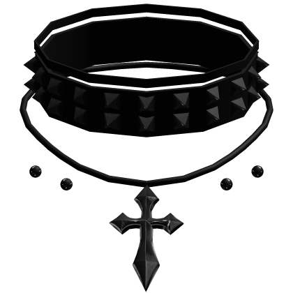 black studded emo cross necklace with piercings thumbnail