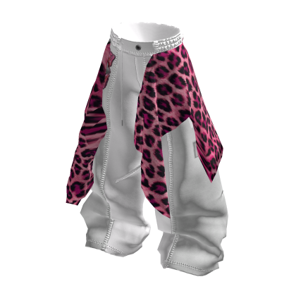 MJ - White Jeans With Pink leopard thumbnail