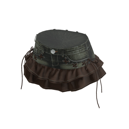 💗Y2K RUFFLED DENIM SKIRT_BROWN thumbnail