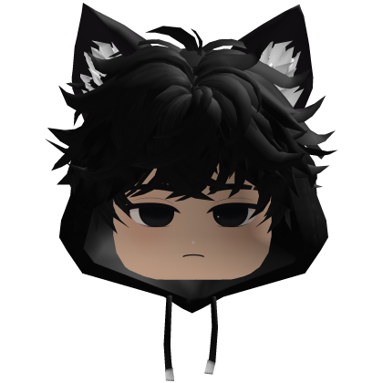 Cute Emo Boy w/ Cute Cat Hood & Black Hair thumbnail