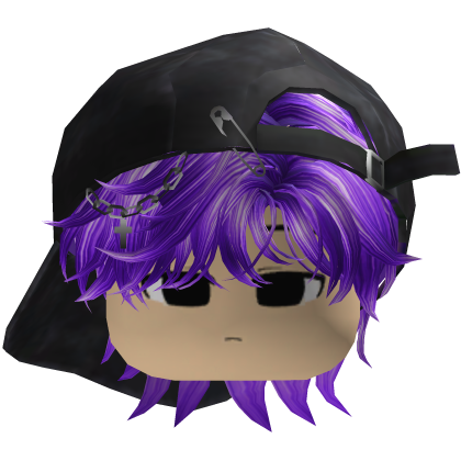Garoto Y2k Fofo Hair Bagunçado Roxo com Chapéu Roblox item