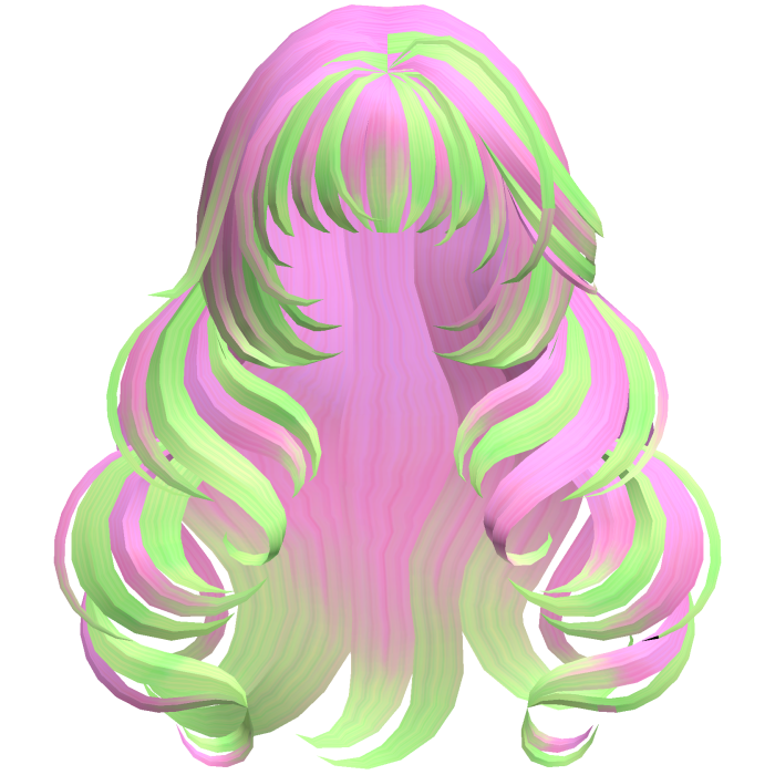 voluminous layered curly hair in green pink