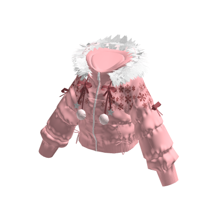 Puffer Jacket with Fluffy Hood (Pink)
