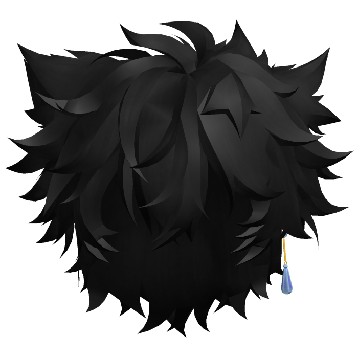 Black Furry Messy Anime Boy Hair w/ ears