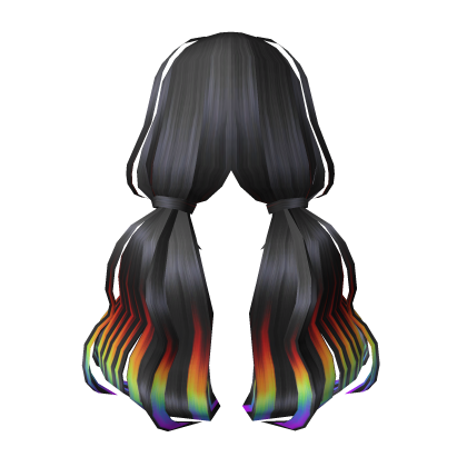 Dream Girl Low Pigtails Black n Rainbow Roblox item