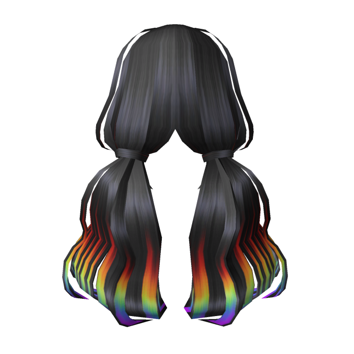 Dream Girl Low Pigtails Black n Rainbow