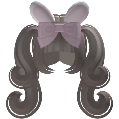 double ash gray bunny ear pigtails with bow