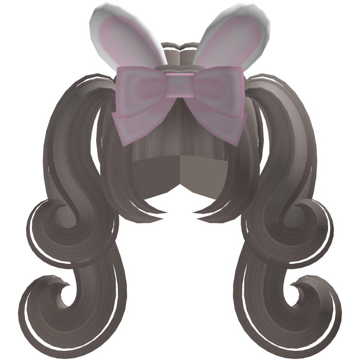 double ash gray bunny ear pigtails with bow