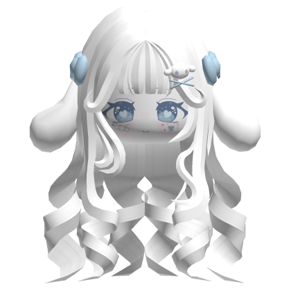 Cinnamoroll Curly Princess Hair White w/ Cute Face