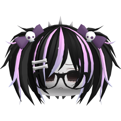 Emo Moe Vkei Black & Pink Mini Pigtails /w Glasses