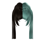 Brown and Blue Half Pigtails