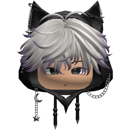Cute White Purple Emo hair Y2K cat hoodie anime Roblox item