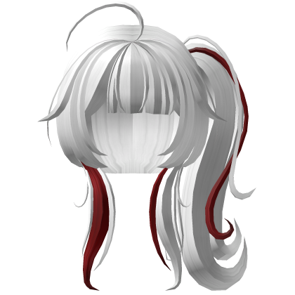 cute curly anime moe white red one side pigtail 