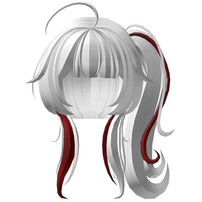 cute curly anime moe white red one side pigtail 