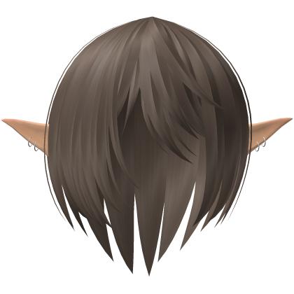 Brown Soft Emo Sleek Anime Messy Hair w/ Elf Ears