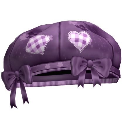 Kawaii Patchwork Bow Beret Purple