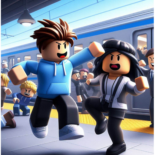 Push and hit people in a train station