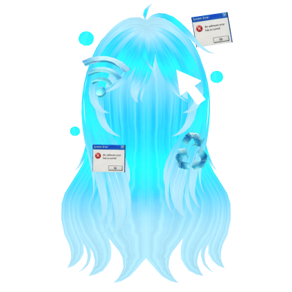 Frutiger Aero Blue & White Cute Girl Anime Hair