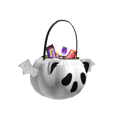 Cute White Ghost Halloween Candy Basket Holdable thumbnail