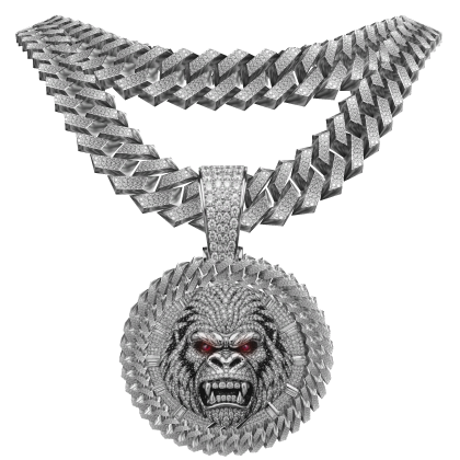 4.0 iced gorilla circle chain w stacked cubans