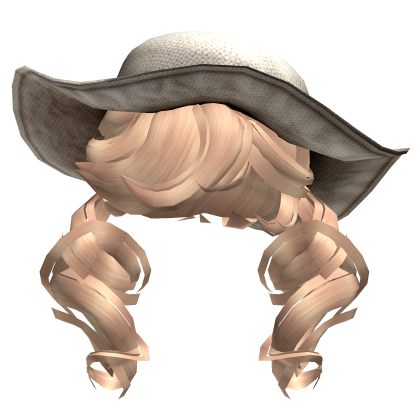 Curly Blonde Twintails w/ White Sunhat Roblox item