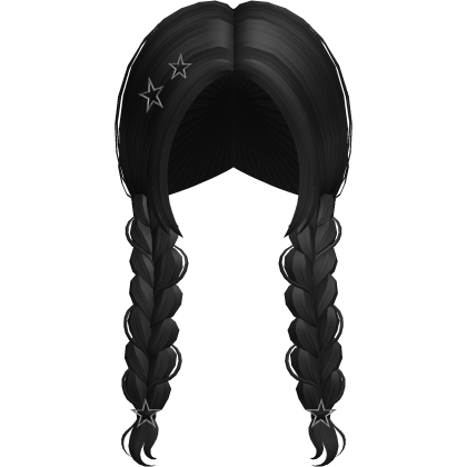Y2K Braided Pigtails w/ Silver Stars in Black Roblox item