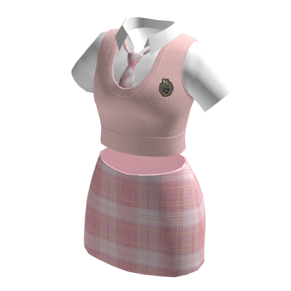 🍀Short School Uniform Outfit (Pink)