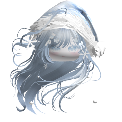 Windy Anime Hair w/Santa Hat (Sky Blue)