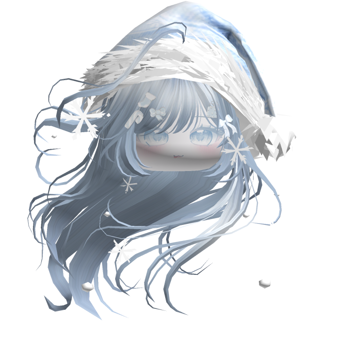 Windy Anime Hair w/Santa Hat (Sky Blue)