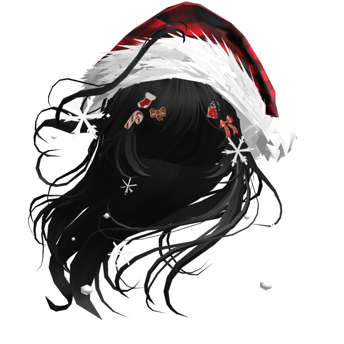 Lush Windy Hair w/Santa Hat (Black)