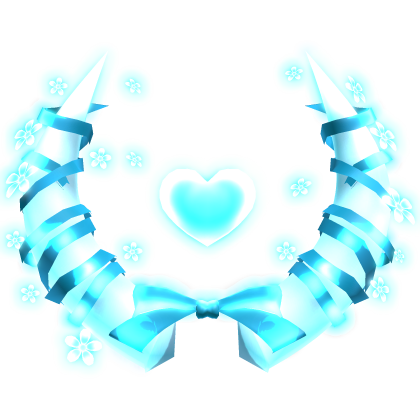 [GLOWING] Blue Heart Horns with Flowers Cute Aura