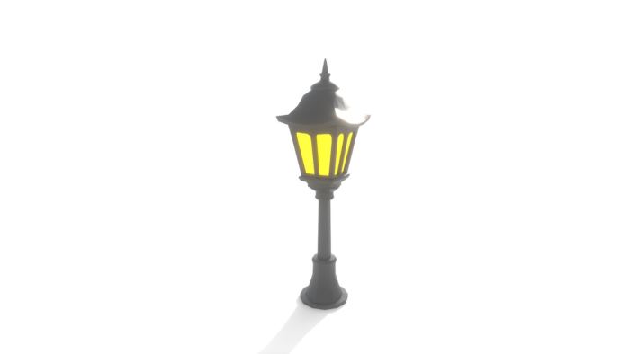 Stylized Street Lantern - Low Poly Garden Lamp Pos preview 2